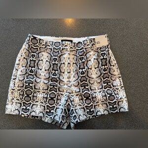 Express Black and White Snake Print High Waist Shorts